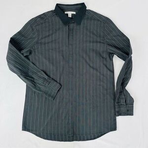 Kenneth Cole Black & Mint Green Pin Stripe Button Shirt Men’s Size XL